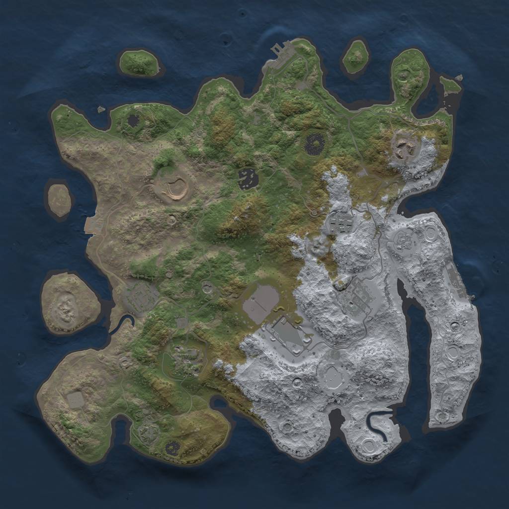 Rust Map: Procedural Map, Size: 3500, Seed: 868, 16 Monuments