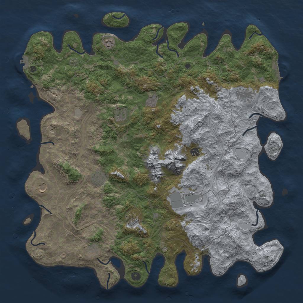 Rust Map: Procedural Map, Size: 5000, Seed: 780004906, 19 Monuments