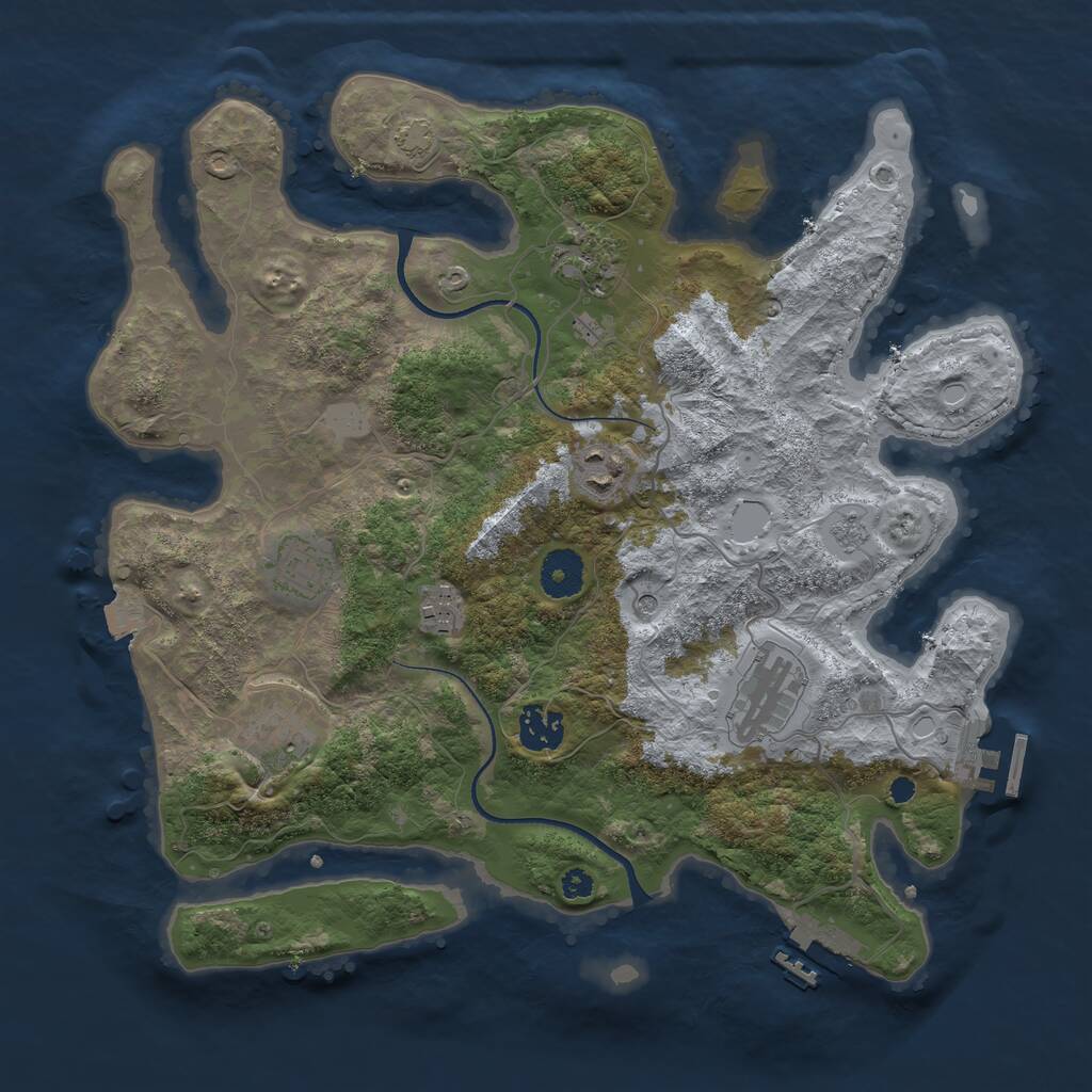 Rust Map: Procedural Map, Size: 3500, Seed: 17237, 13 Monuments