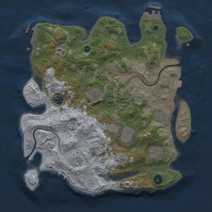 Thumbnail Rust Map: Procedural Map, Size: 3500, Seed: 1584027994, 14 Monuments