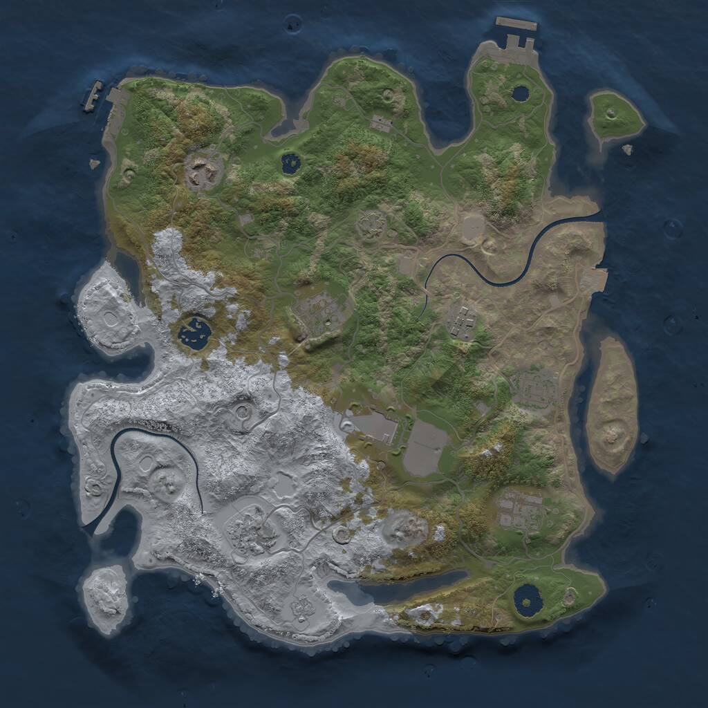 Rust Map: Procedural Map, Size: 3500, Seed: 1584027994, 14 Monuments