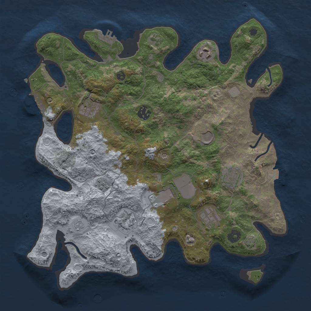 Rust Map: Procedural Map, Size: 3550, Seed: 637390, 17 Monuments