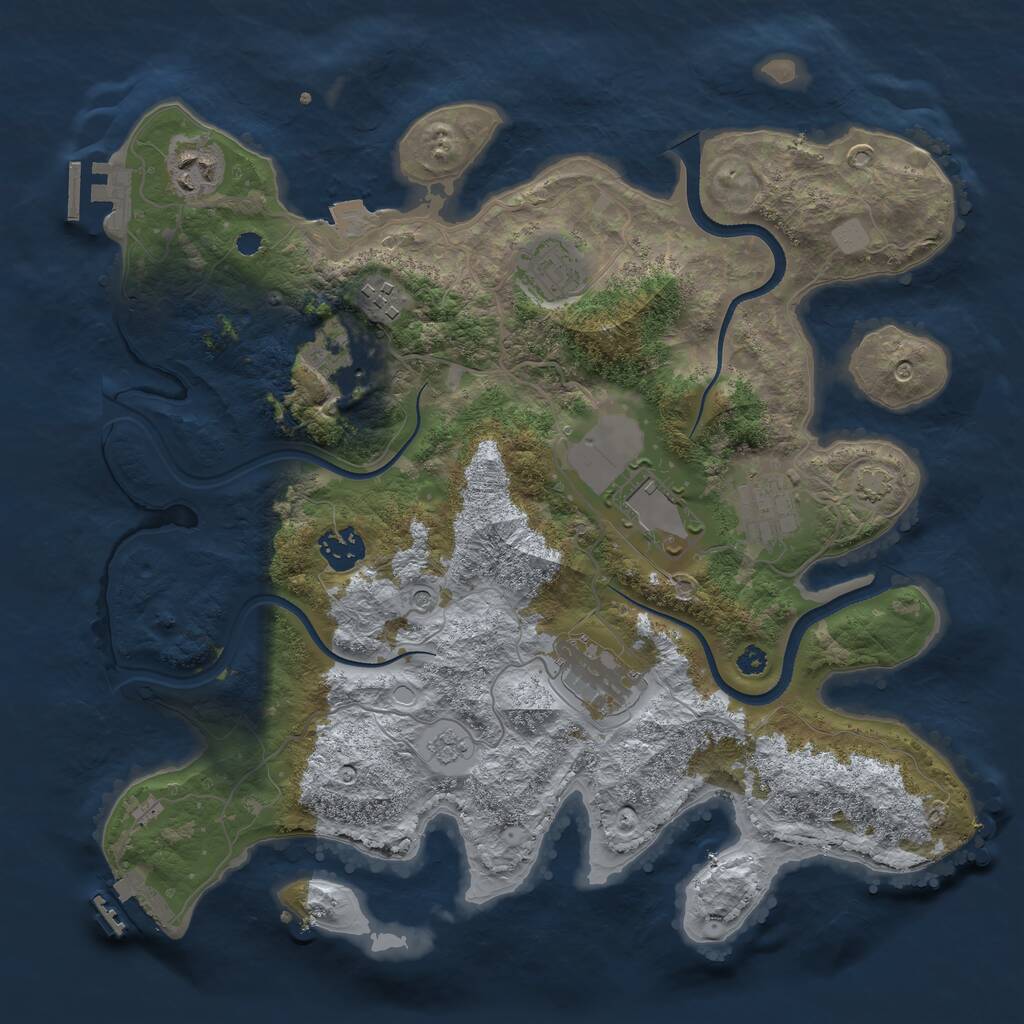 Rust Map: Procedural Map, Size: 3500, Seed: 54875256, 14 Monuments