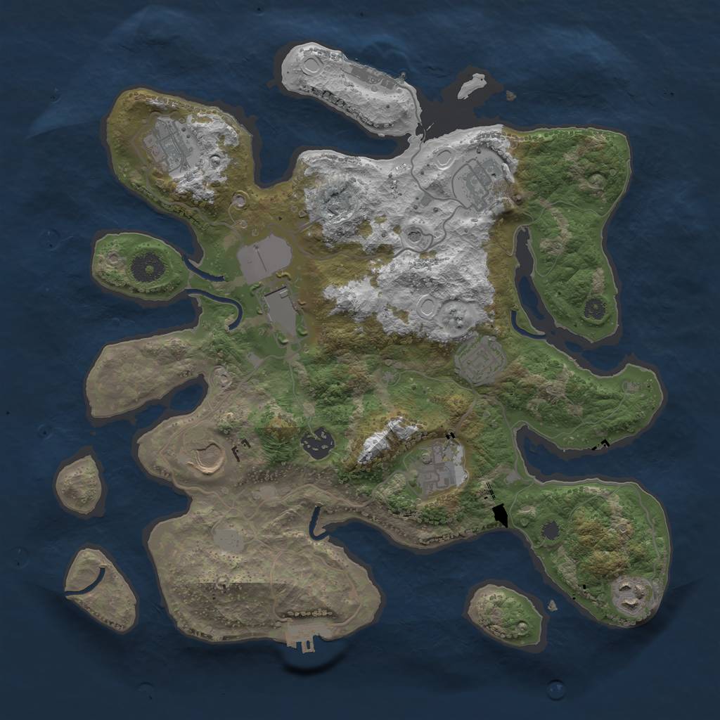 Rust Map: Procedural Map, Size: 3500, Seed: 870861, 16 Monuments