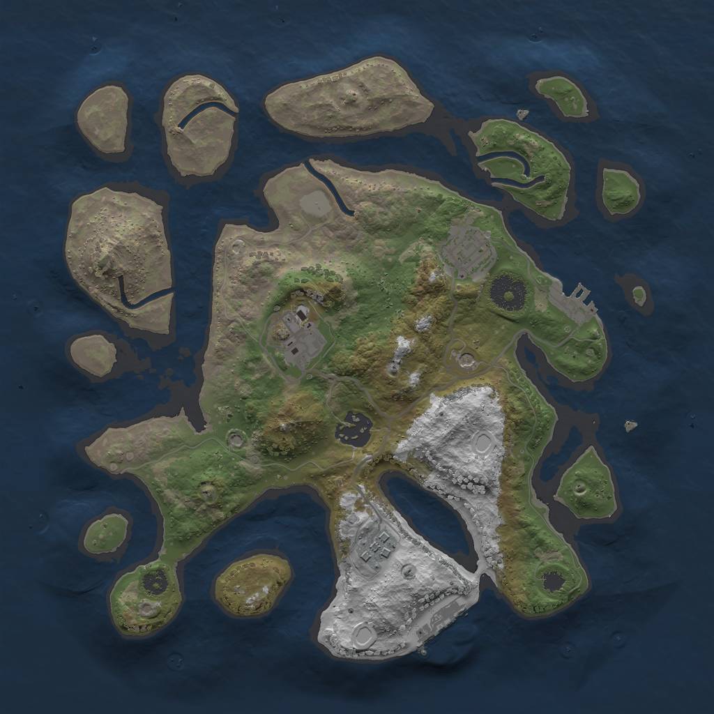 Rust Map: Procedural Map, Size: 3000, Seed: 666, 12 Monuments