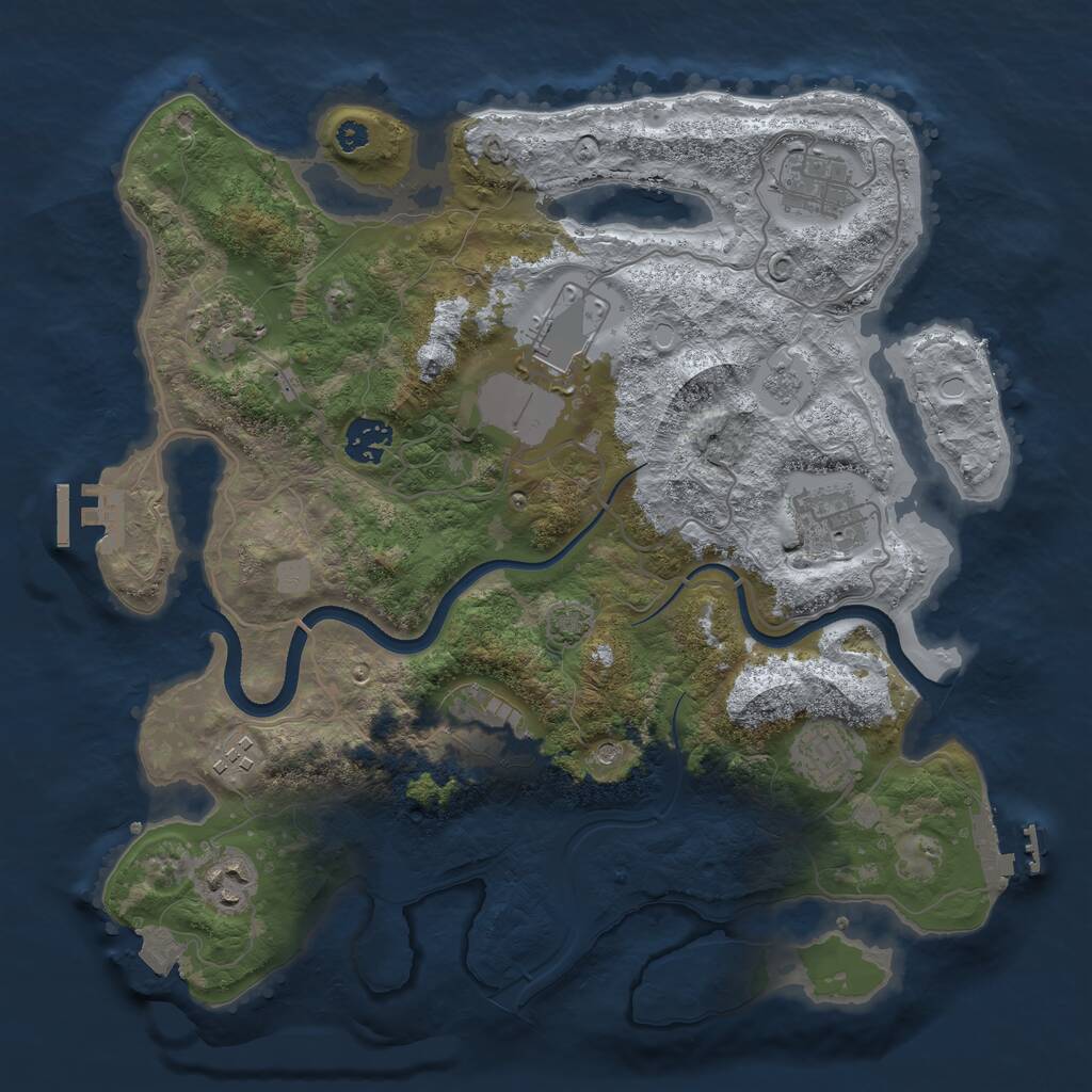 Rust Map: Procedural Map, Size: 3500, Seed: 4996618, 15 Monuments