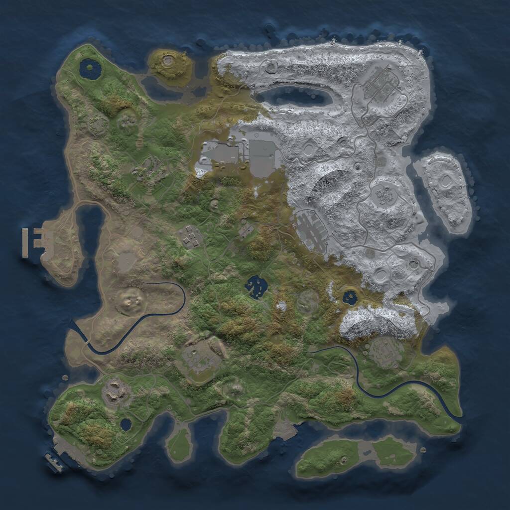 Rust Map: Procedural Map, Size: 3500, Seed: 4996618, 15 Monuments
