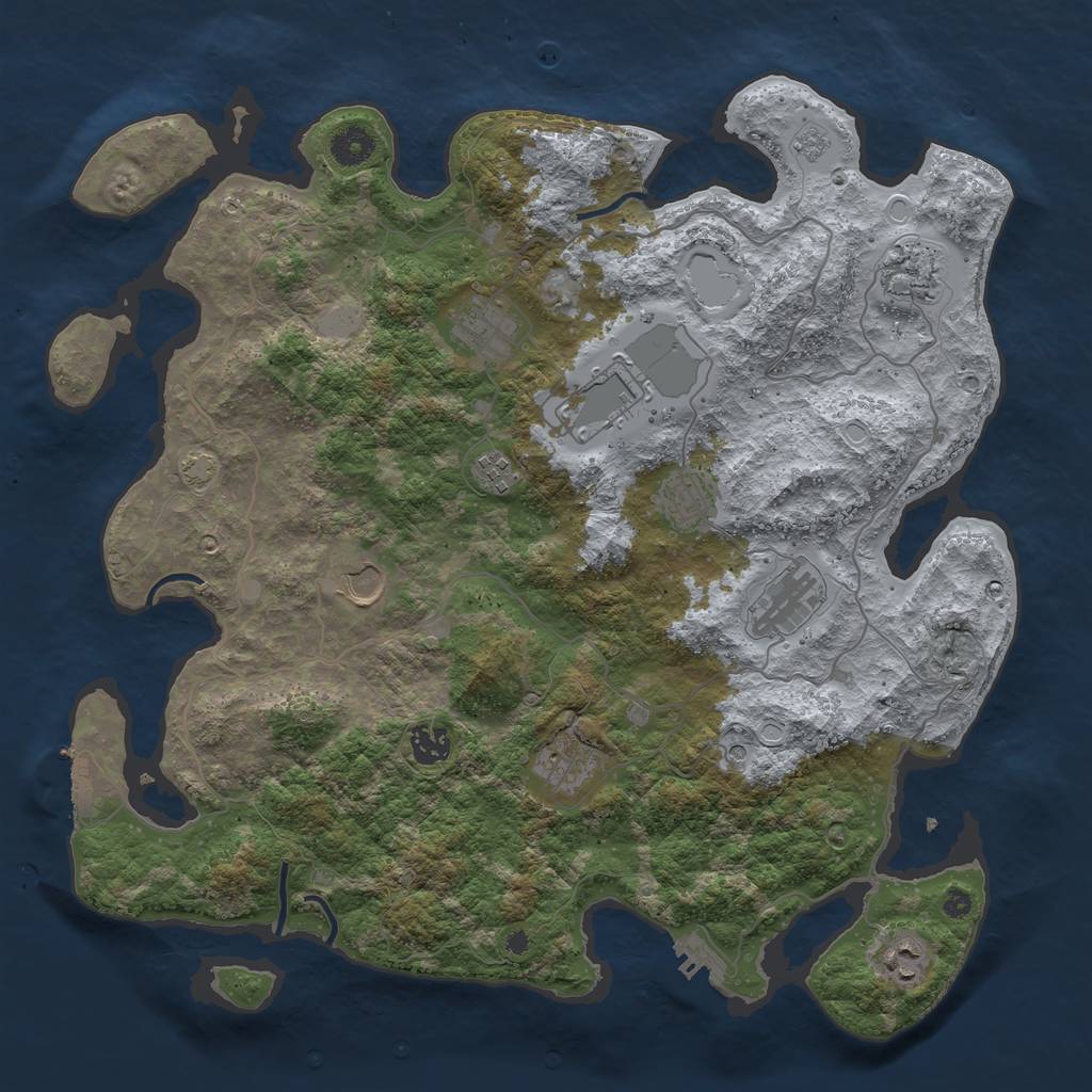 Rust Map: Procedural Map, Size: 4000, Seed: 832727, 18 Monuments