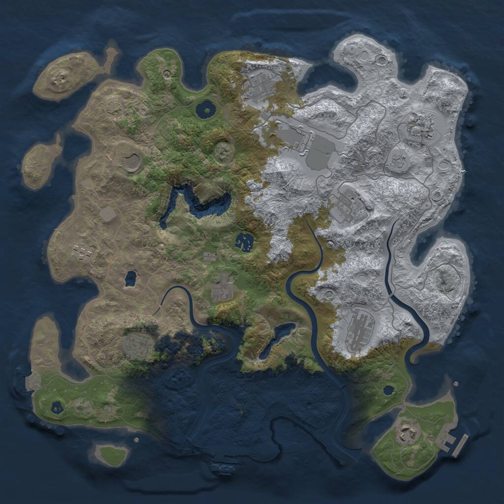 Rust Map: Procedural Map, Size: 4000, Seed: 832727, 17 Monuments