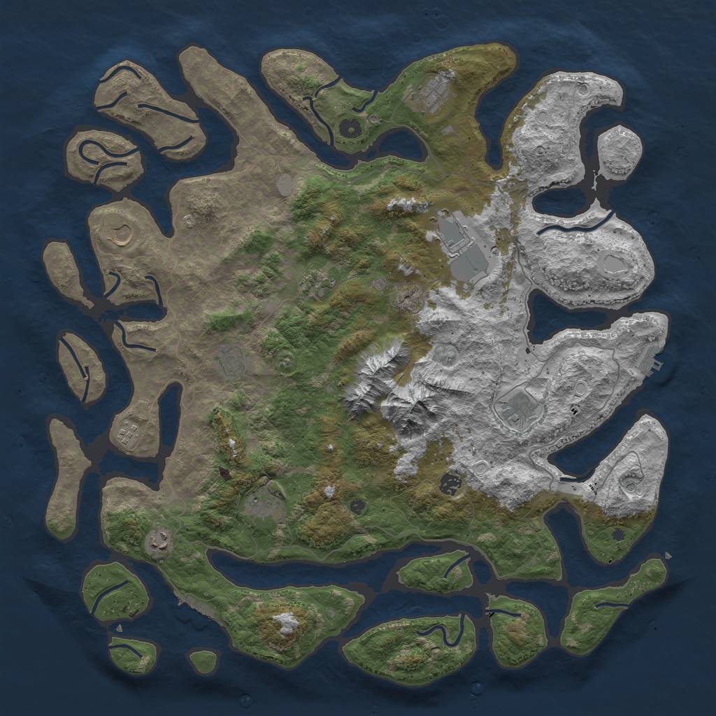 Rust Map: Procedural Map, Size: 5000, Seed: 1936221282, 18 Monuments