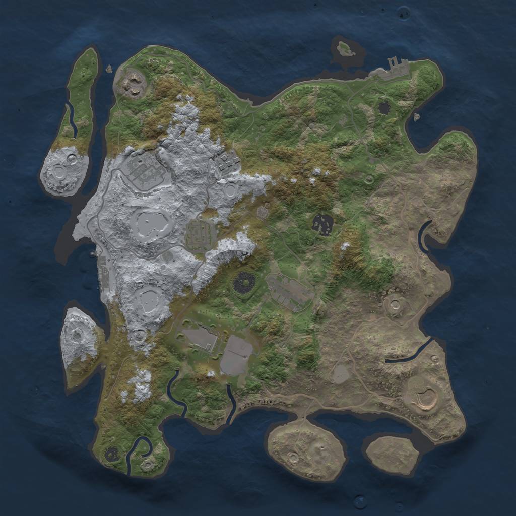 Rust Map: Procedural Map, Size: 3500, Seed: 404968564, 14 Monuments