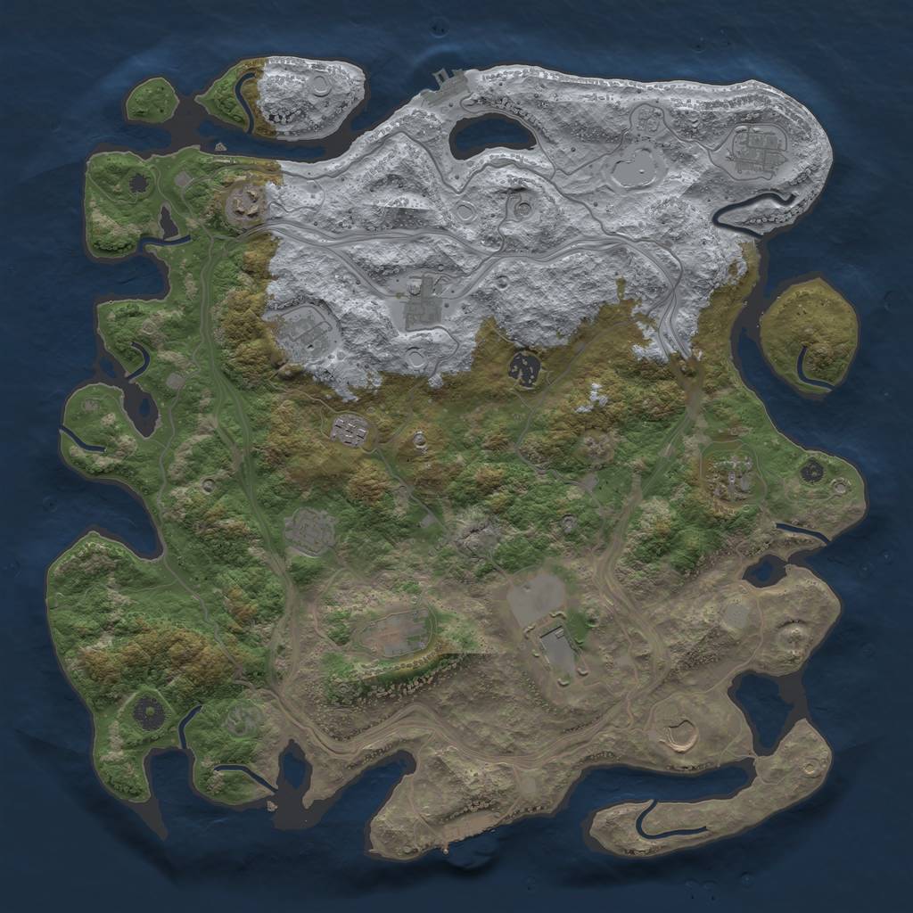 Rust Map: Procedural Map, Size: 4250, Seed: 2045293430, 18 Monuments