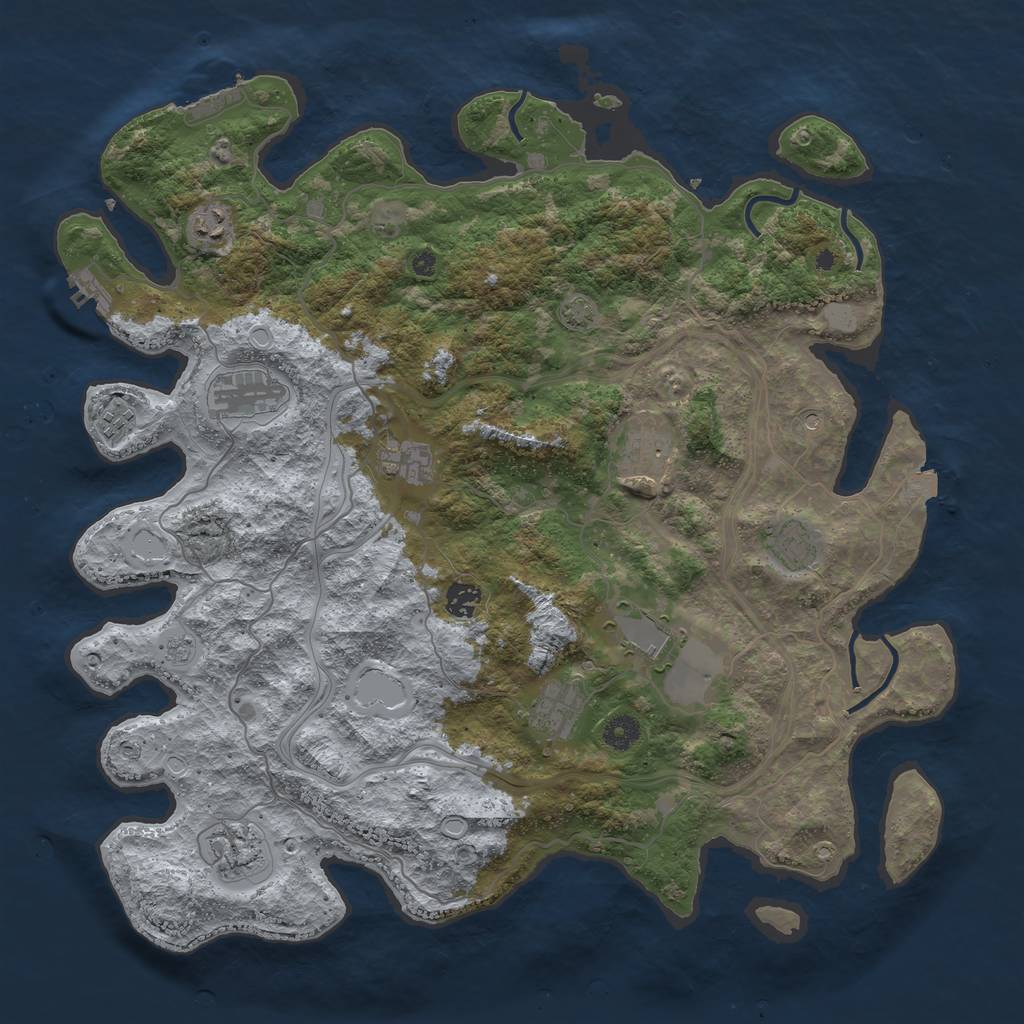 Rust Map: Procedural Map, Size: 4300, Seed: 241755411, 18 Monuments