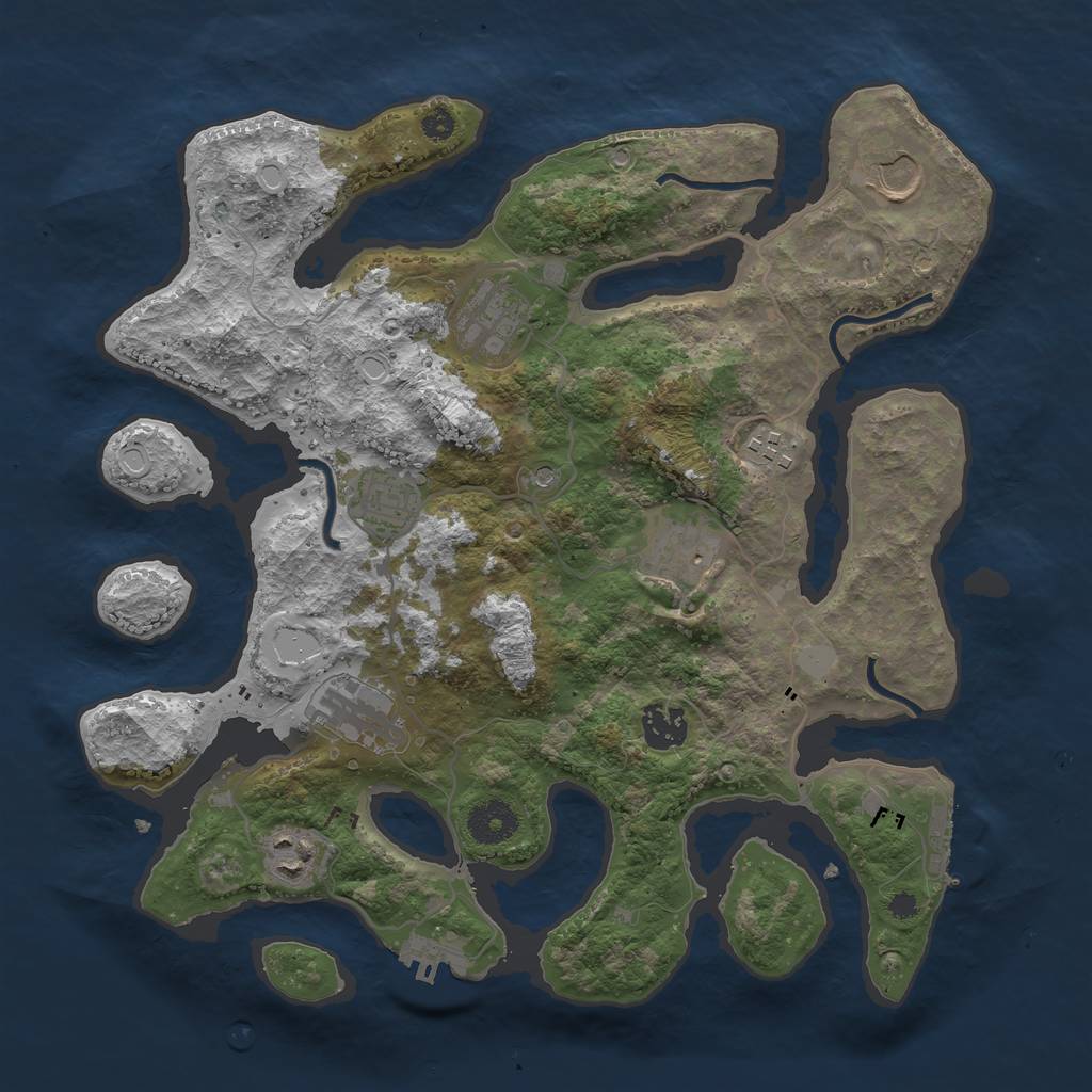 Rust Map: Procedural Map, Size: 3500, Seed: 1512690453, 16 Monuments