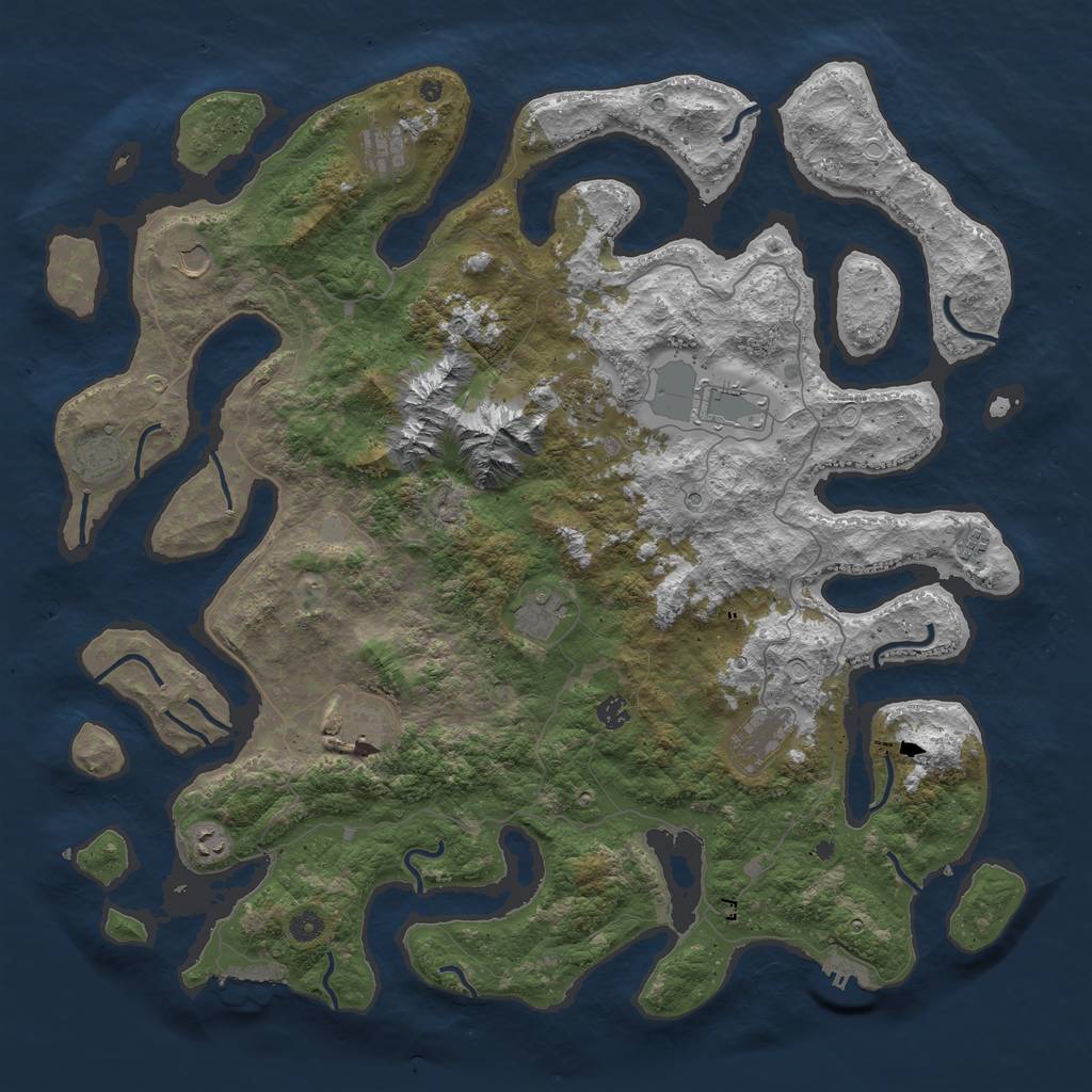 Rust Map: Procedural Map, Size: 5000, Seed: 123, 19 Monuments