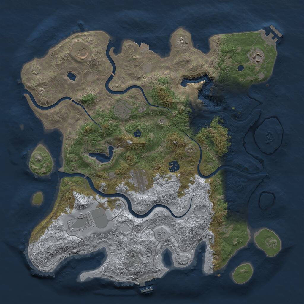 Rust Map: Procedural Map, Size: 4050, Seed: 752550368, 13 Monuments