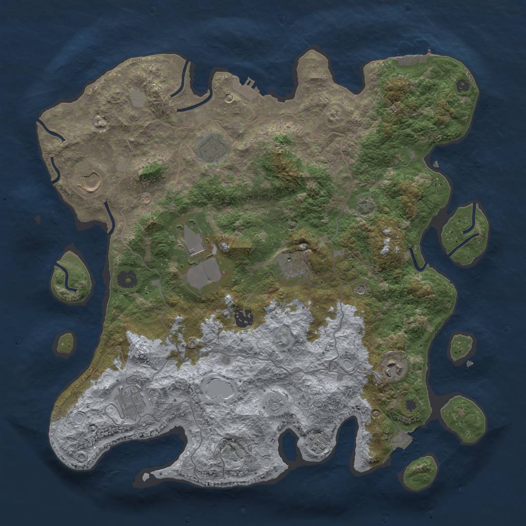 Rust Map: Procedural Map, Size: 4050, Seed: 752550368, 16 Monuments