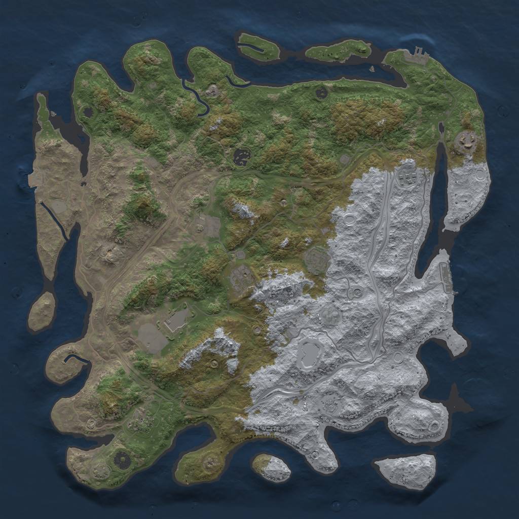 Rust Map: Procedural Map, Size: 4500, Seed: 81733419, 16 Monuments