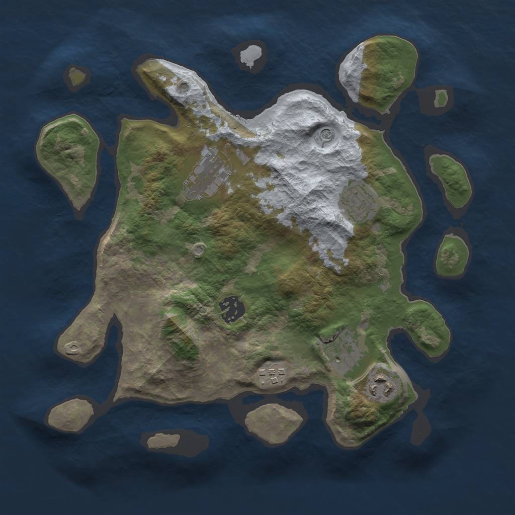 Rust Map: Barren, Size: 3000, Seed: 1204640374, 9 Monuments