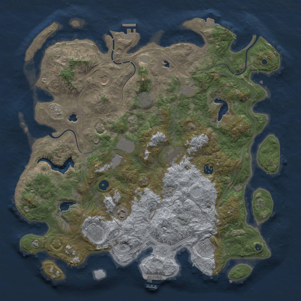 Rust Map: Procedural Map, Size: 4500, Seed: 1001351155, 16 Monuments