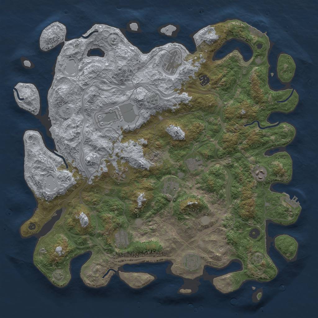 Rust Map: Procedural Map, Size: 4500, Seed: 3308179, 18 Monuments