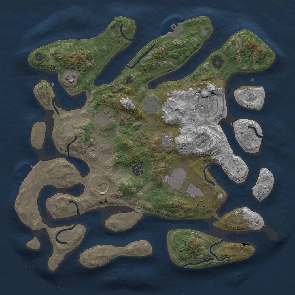 Rust Map: Procedural Map, Size: 3700, Seed: 74591, 16 Monuments