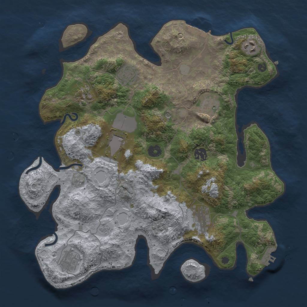 Rust Map: Procedural Map, Size: 3500, Seed: 37460703, 16 Monuments