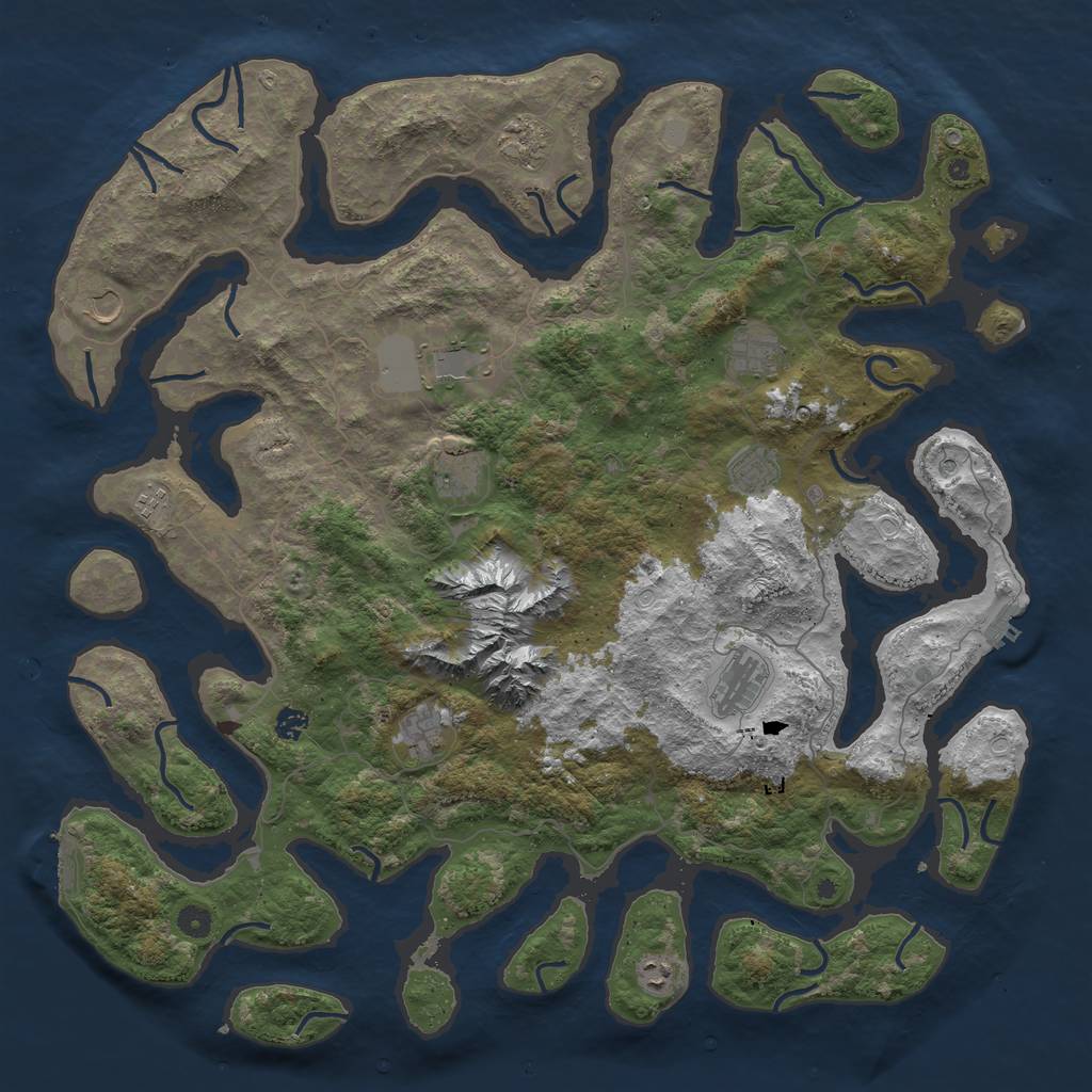 Rust Map: Procedural Map, Size: 5000, Seed: 34, 19 Monuments