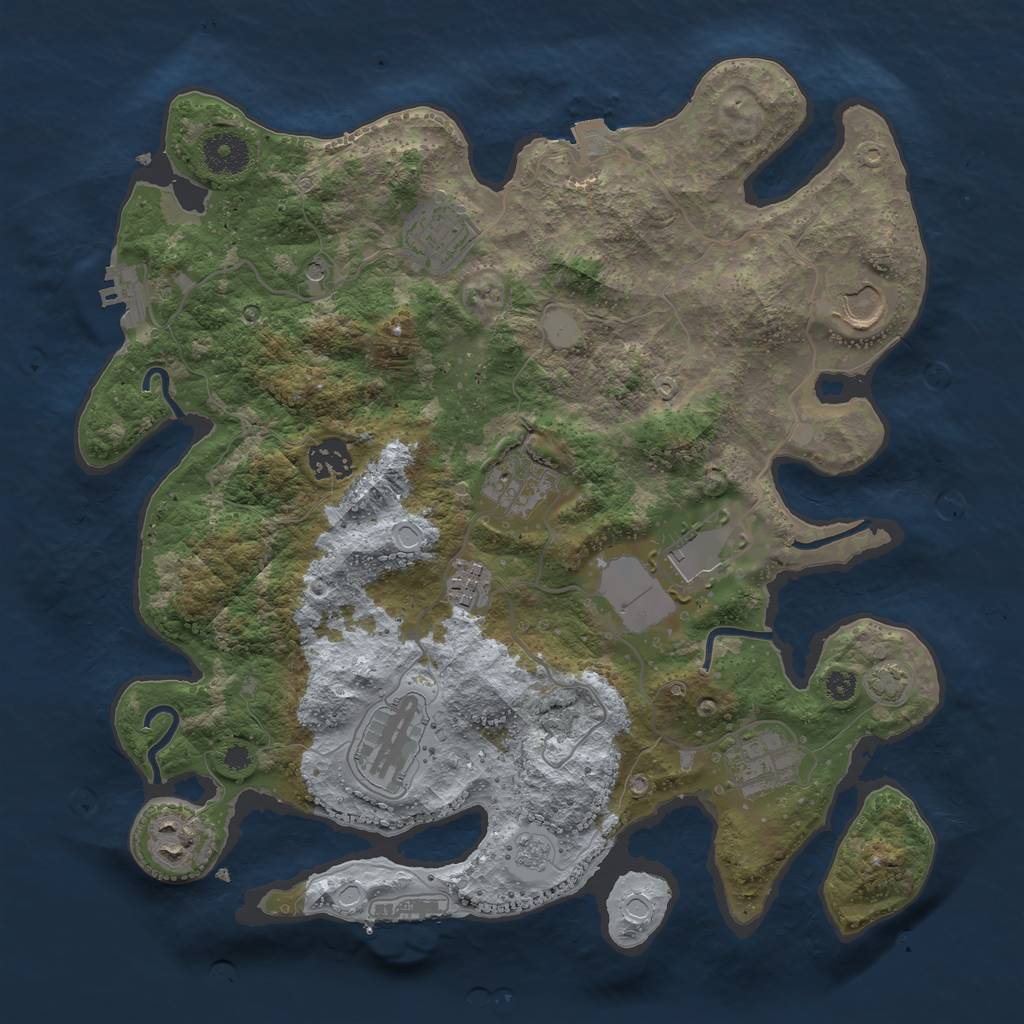 Rust Map: Procedural Map, Size: 3500, Seed: 434810431, 17 Monuments