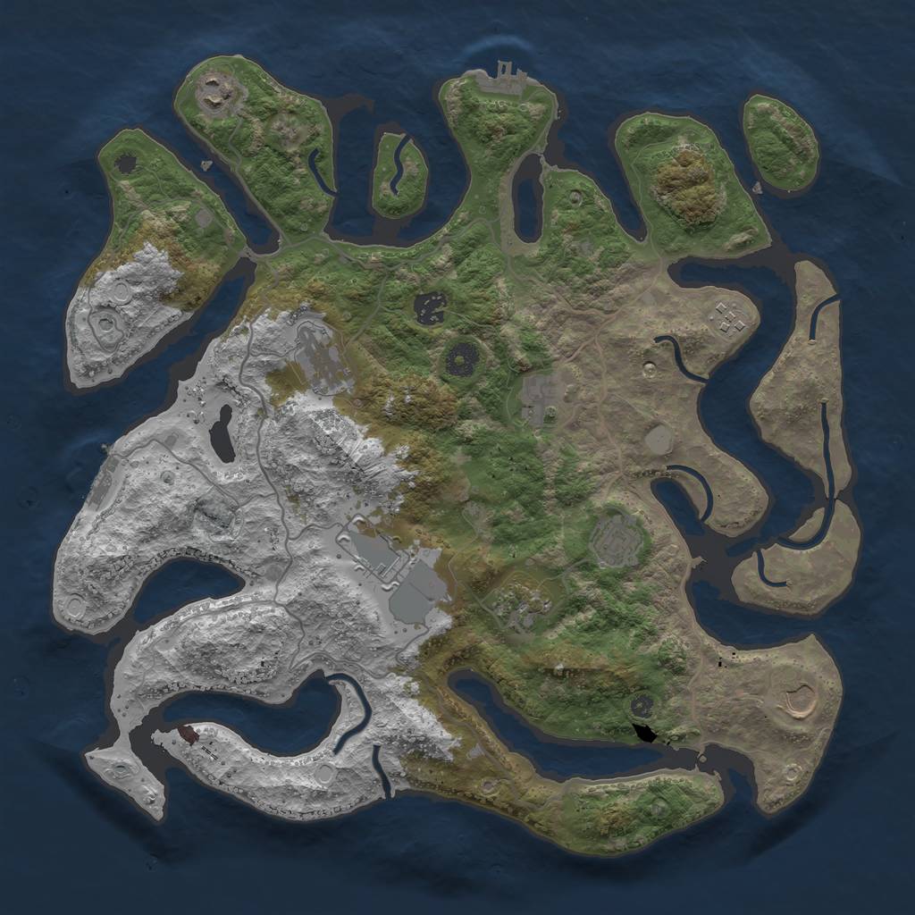 Rust Map: Procedural Map, Size: 4000, Seed: 575293, 17 Monuments