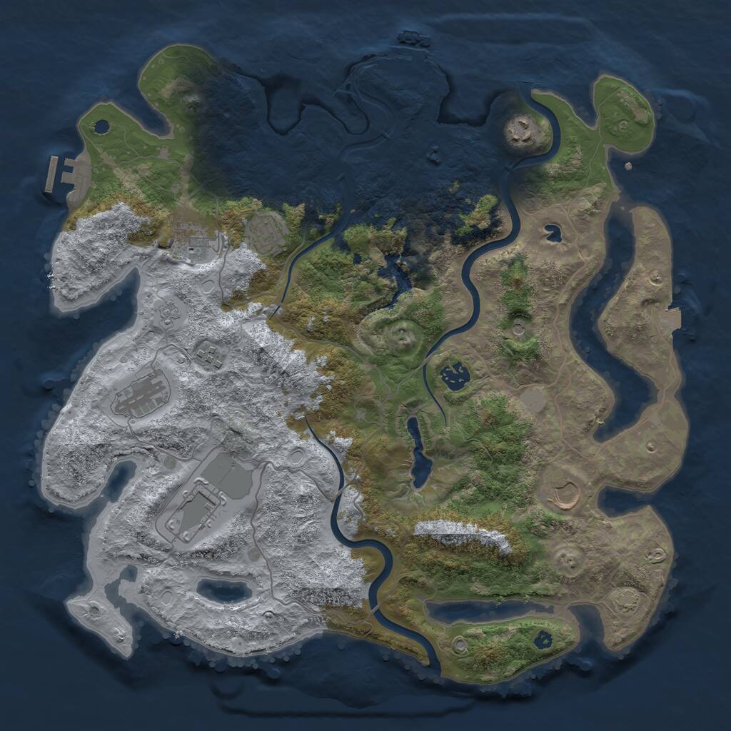 Rust Map: Procedural Map, Size: 4000, Seed: 575293, 14 Monuments