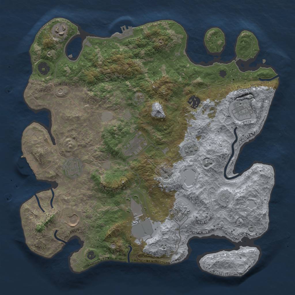 Rust Map: Procedural Map, Size: 3600, Seed: 123658, 16 Monuments