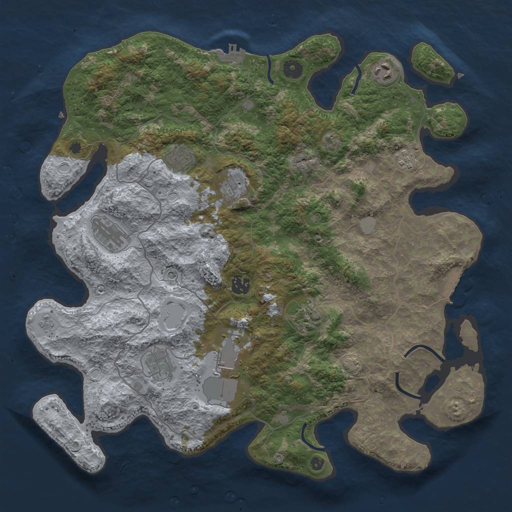 Rust Map: Procedural Map, Size: 4000, Seed: 612, 17 Monuments