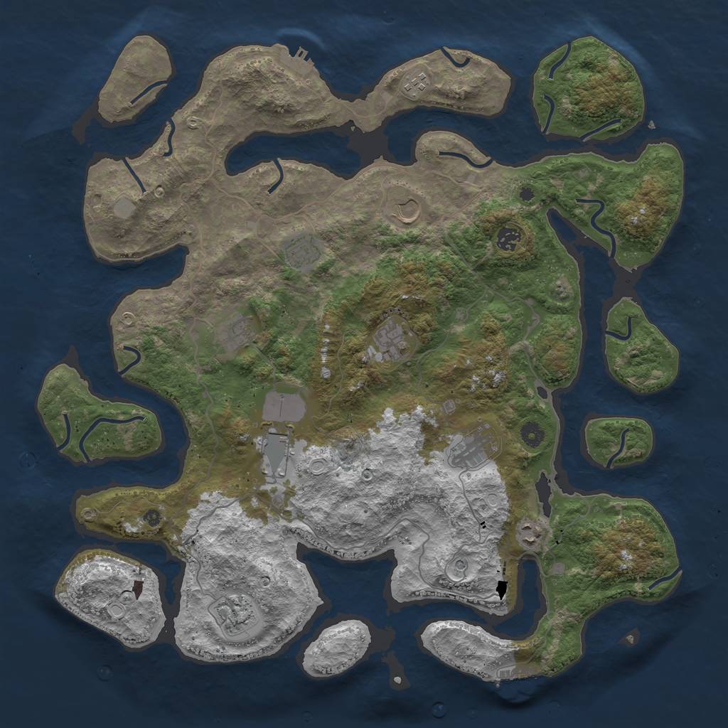 Rust Map: Procedural Map, Size: 4500, Seed: 94550, 18 Monuments