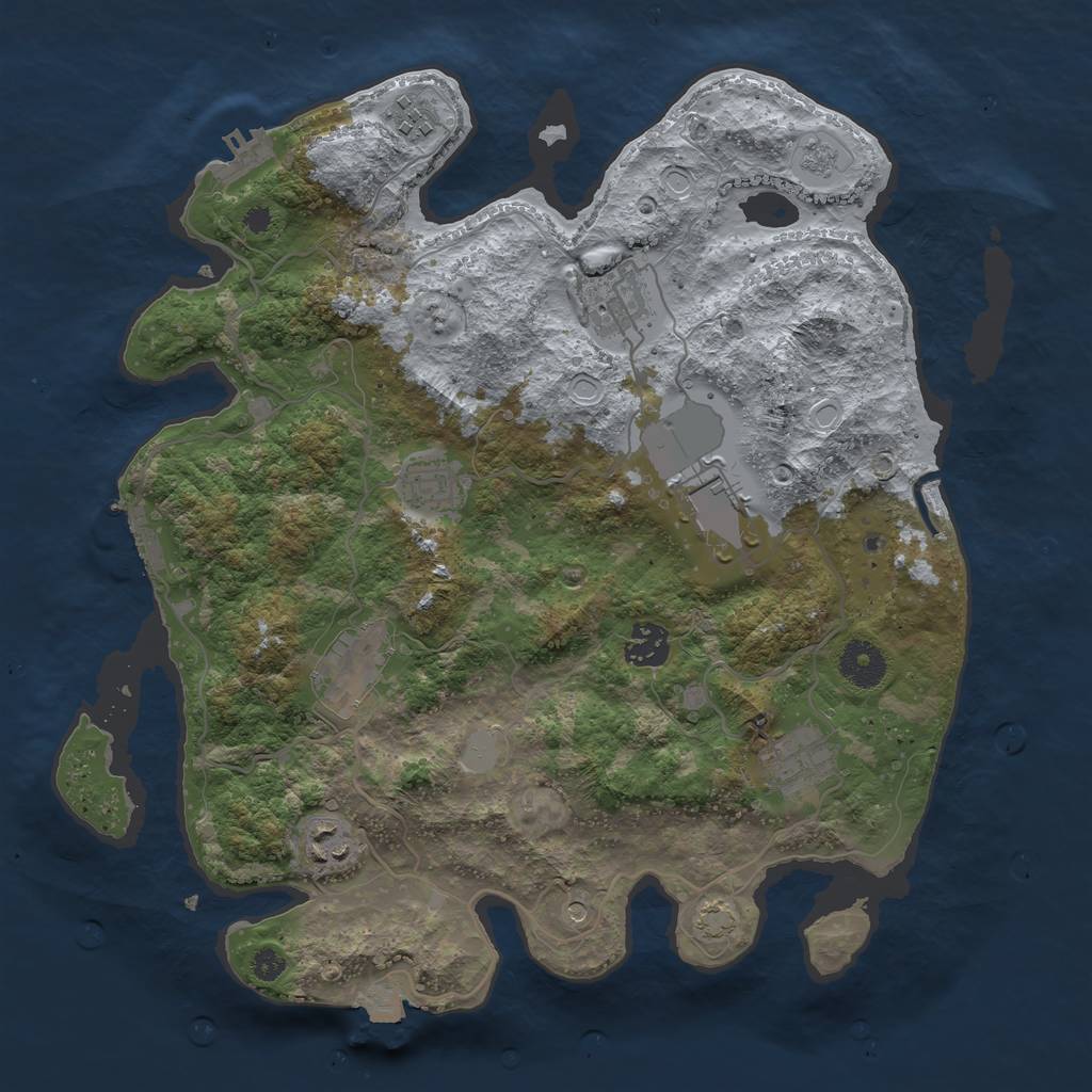 Rust Map: Procedural Map, Size: 3550, Seed: 1352311581, 16 Monuments