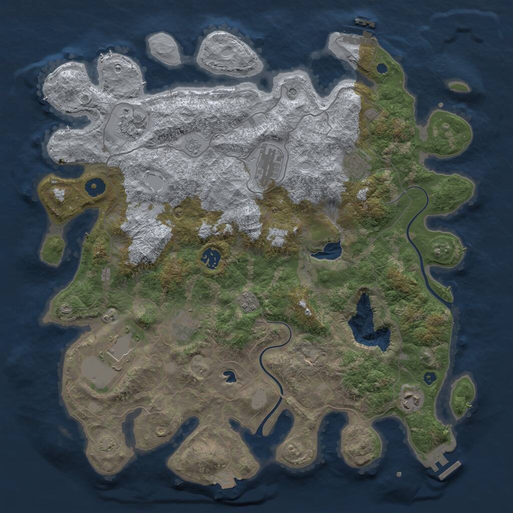 Rust Map: Procedural Map, Size: 4000, Seed: 882520, 14 Monuments