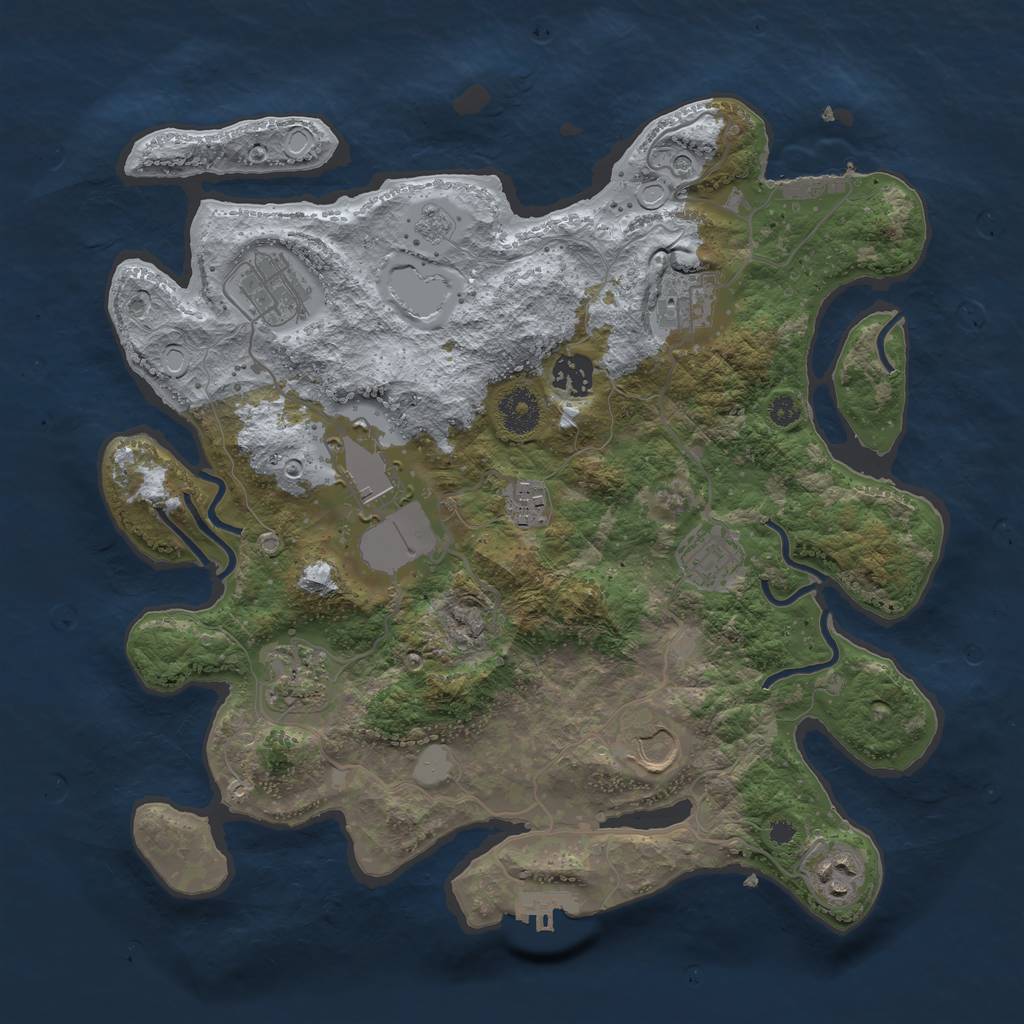 Rust Map: Procedural Map, Size: 3550, Seed: 766176, 16 Monuments