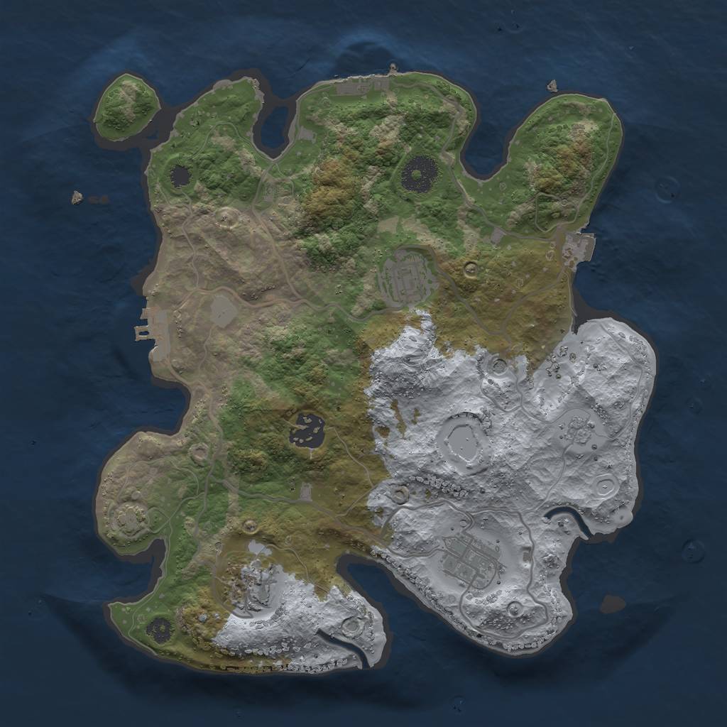 Rust Map: Procedural Map, Size: 3000, Seed: 56878554, 12 Monuments