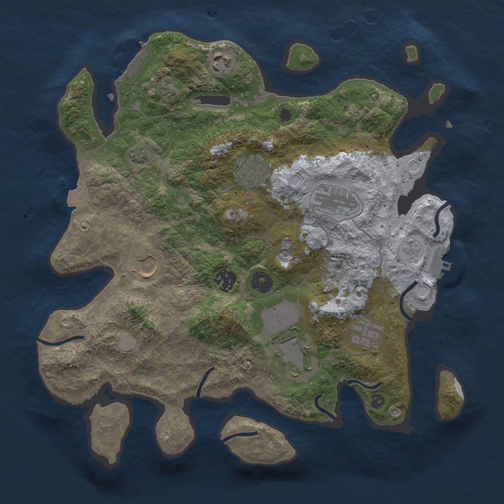 Rust Map: Procedural Map, Size: 3500, Seed: 465361395, 15 Monuments