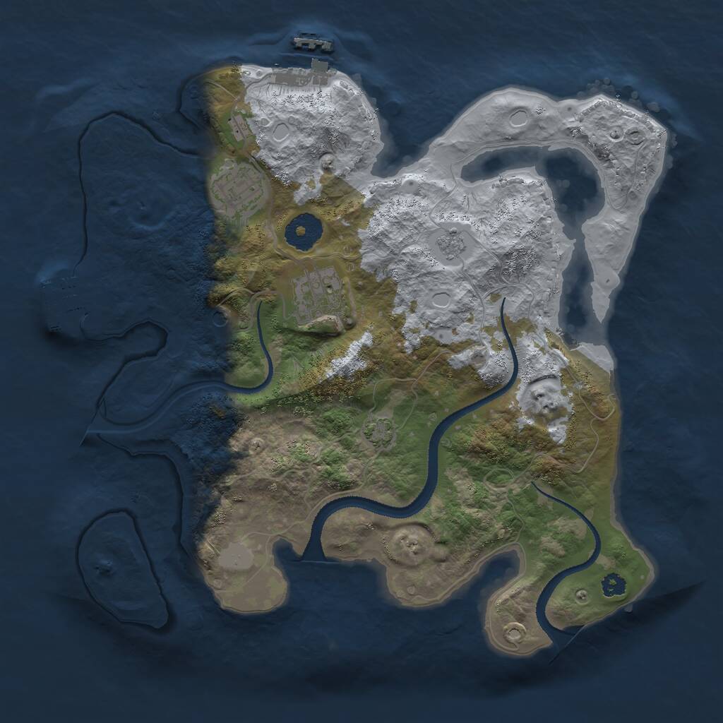 Rust Map: Procedural Map, Size: 3000, Seed: 1302375919, 8 Monuments
