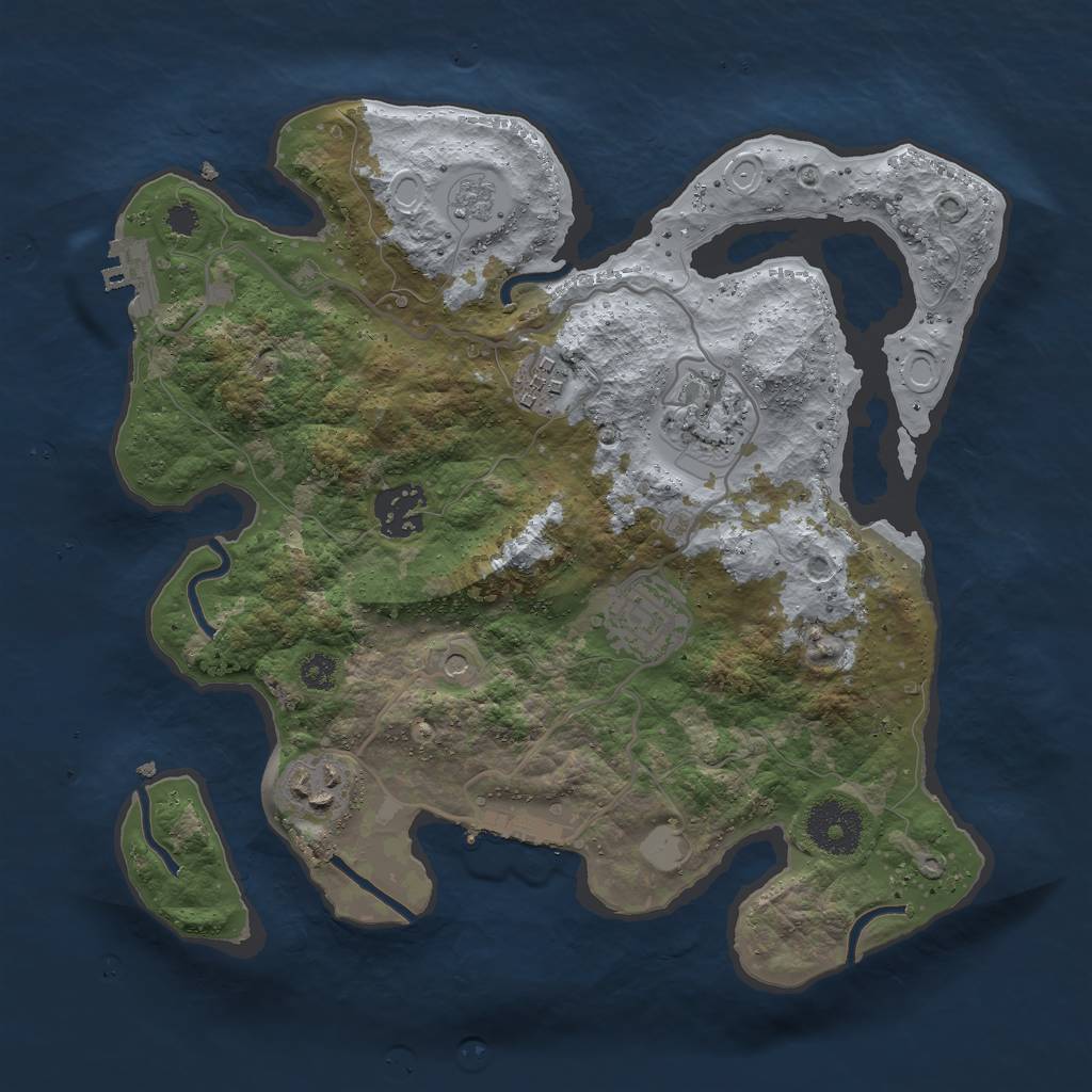 Rust Map: Procedural Map, Size: 3000, Seed: 1302375919, 12 Monuments