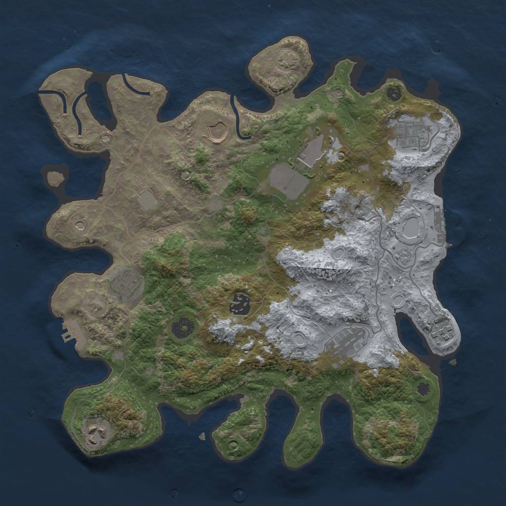 Rust Map: Procedural Map, Size: 3500, Seed: 287834623, 16 Monuments