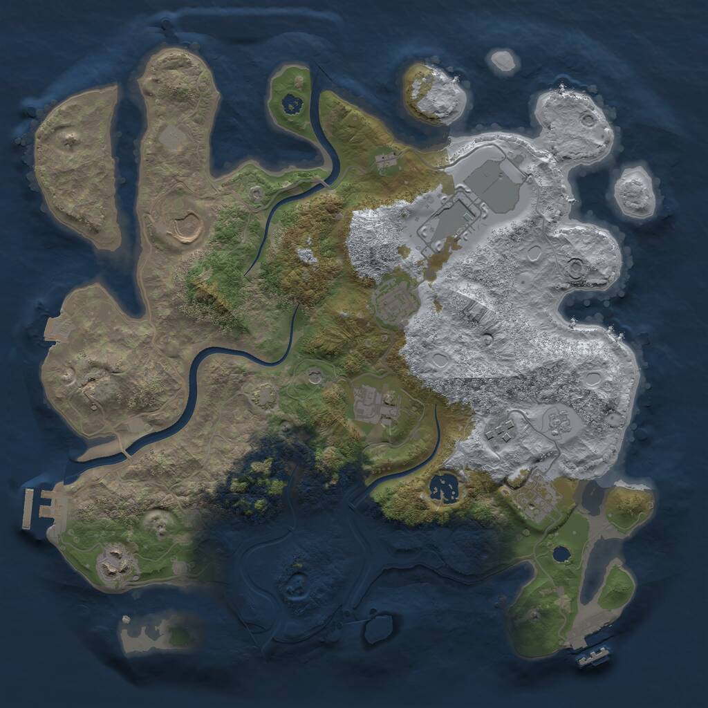 Rust Map: Procedural Map, Size: 3500, Seed: 587271833, 14 Monuments