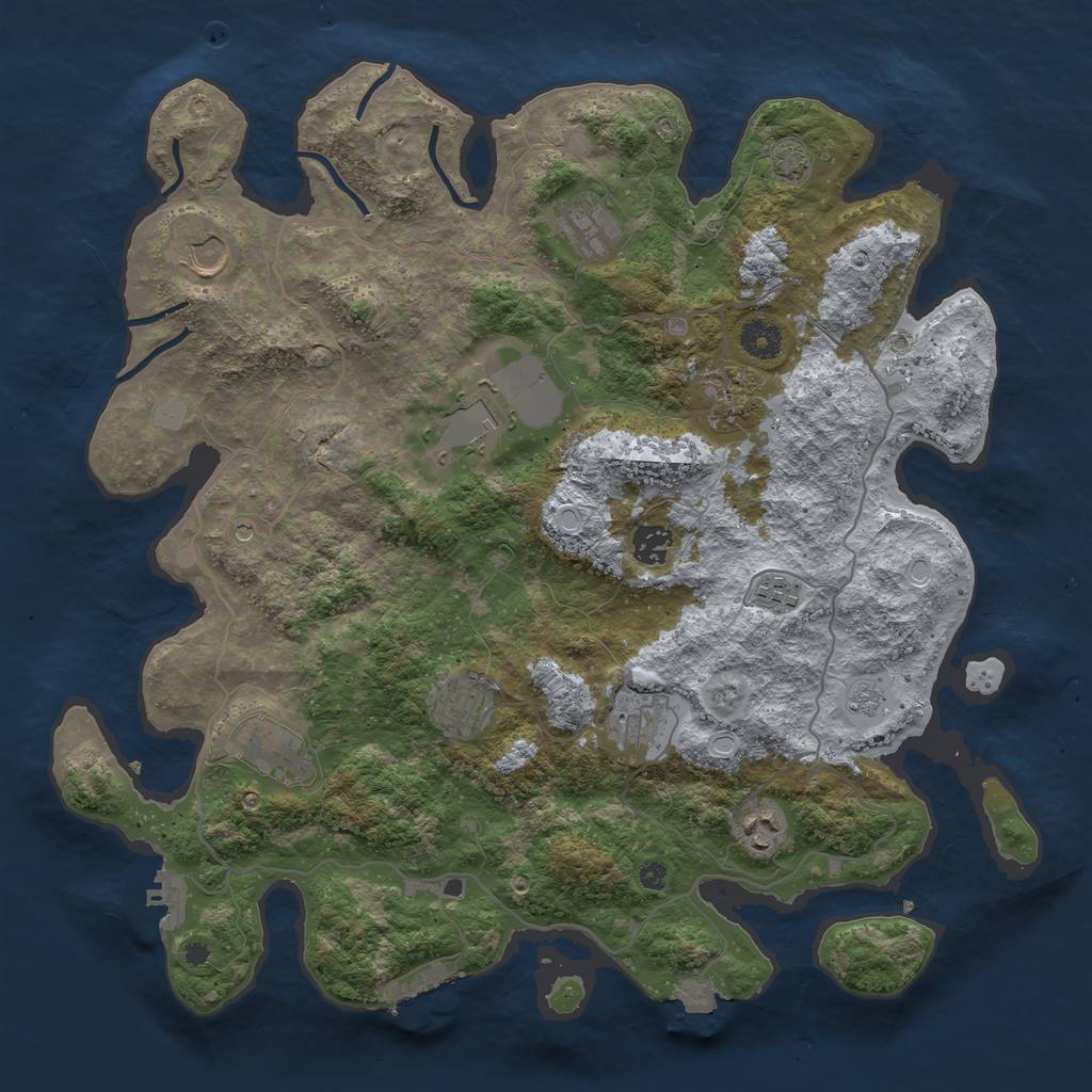 Rust Map: Procedural Map, Size: 4000, Seed: 711027626, 18 Monuments