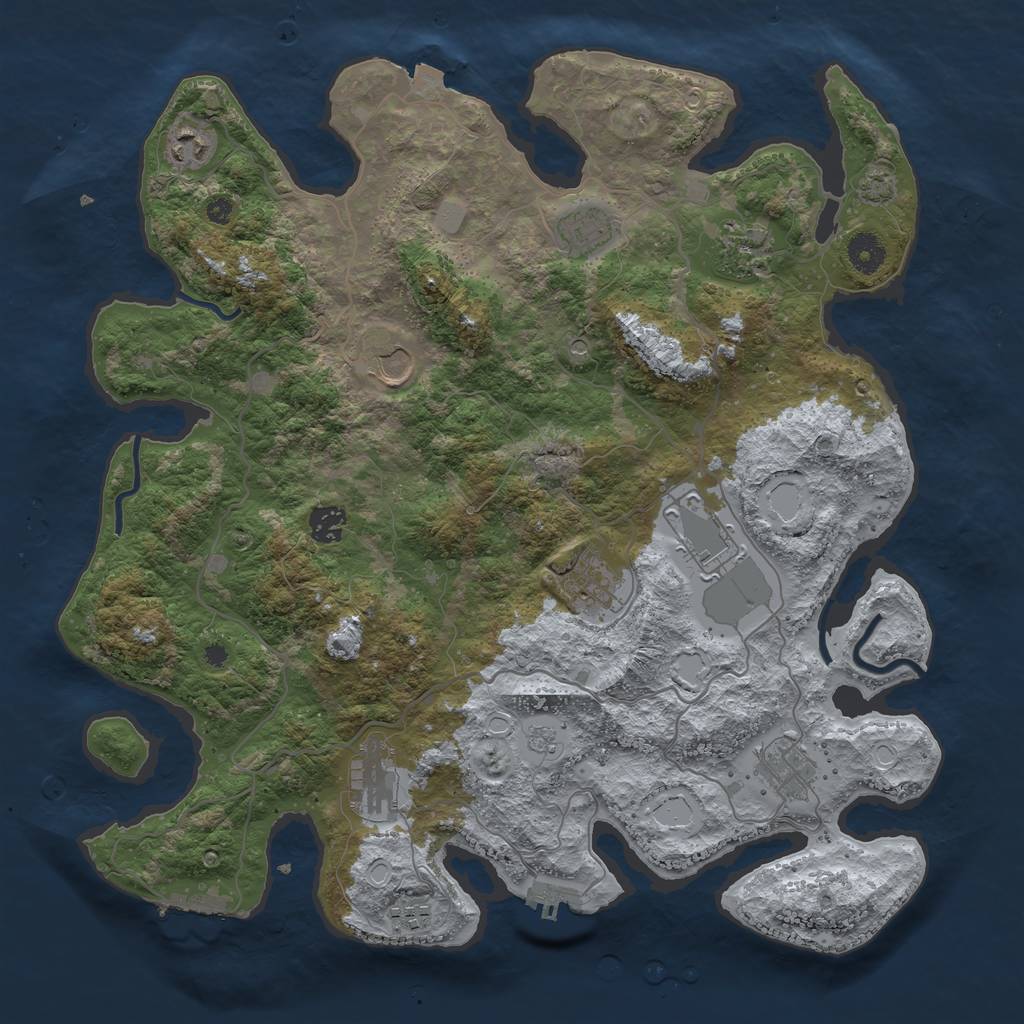 Rust Map: Procedural Map, Size: 4000, Seed: 709303310, 18 Monuments