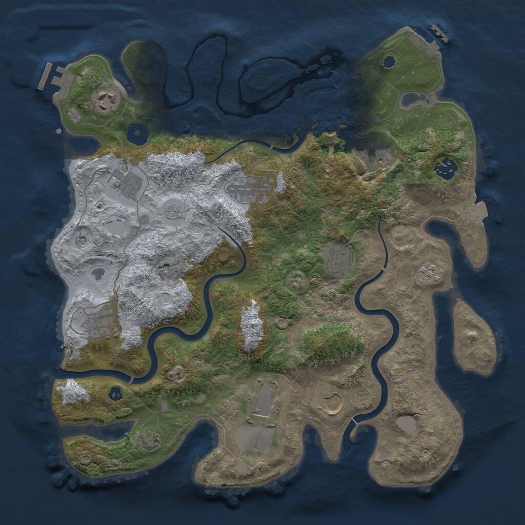 Rust Map: Procedural Map, Size: 3700, Seed: 6851654, 16 Monuments