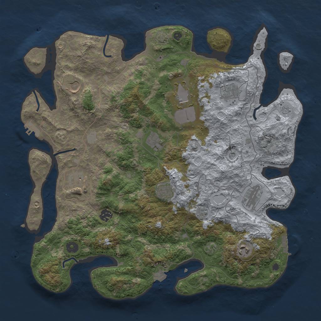 Rust Map: Procedural Map, Size: 4000, Seed: 6012022, 18 Monuments