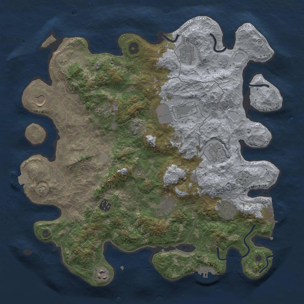 Rust Map: Procedural Map, Size: 4000, Seed: 601, 18 Monuments