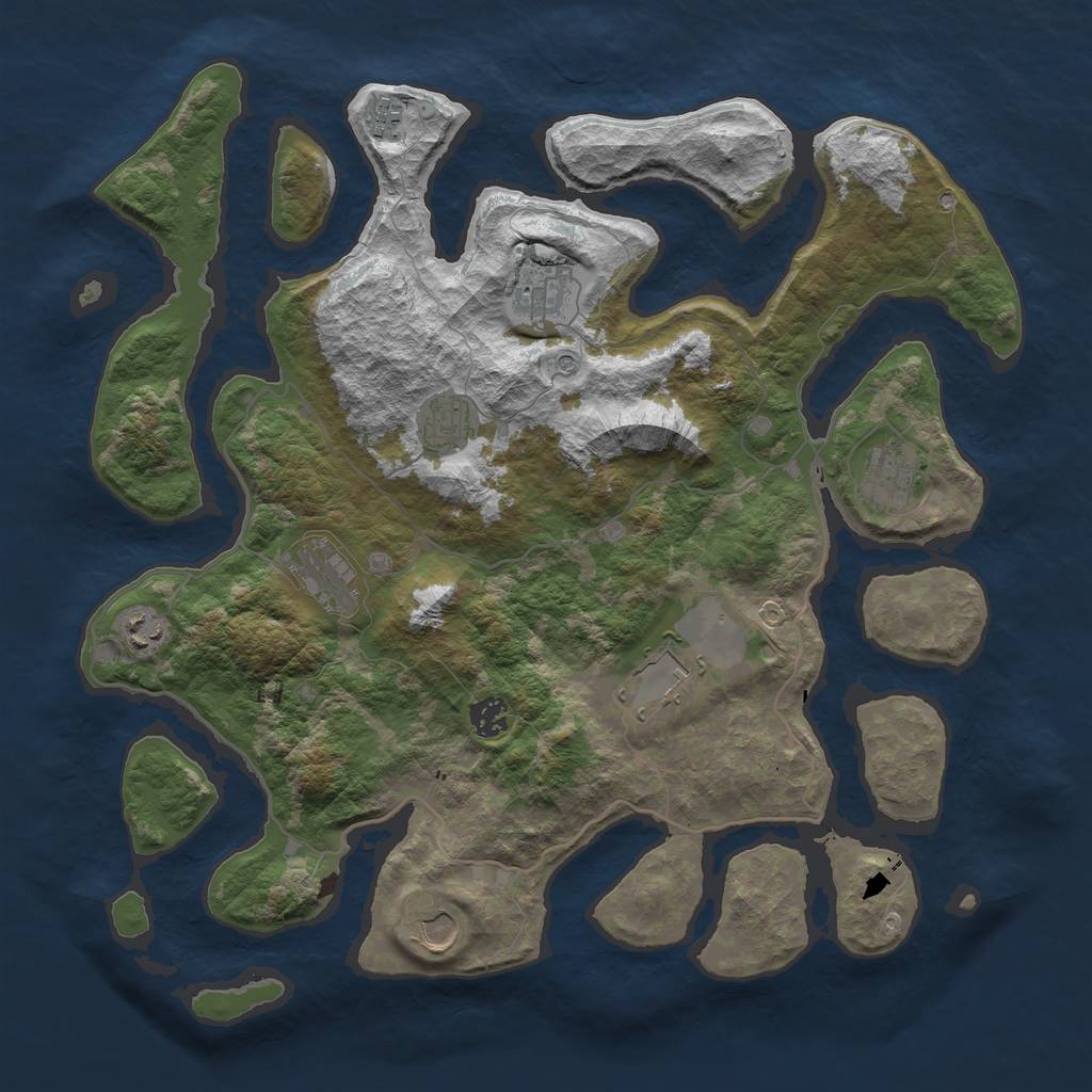 Rust Map: Barren, Size: 4100, Seed: 5587474, 12 Monuments