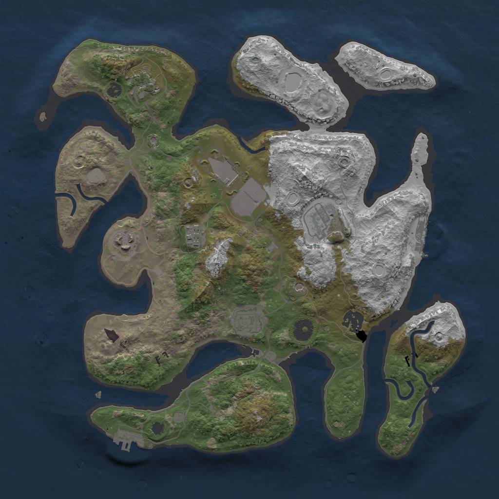 Rust Map: Procedural Map, Size: 3550, Seed: 307086, 15 Monuments